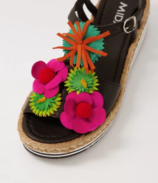 Outlet Abello Black Multi Leather Sandals Women Sandals