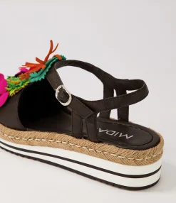 Outlet Abello Black Multi Leather Sandals Women Sandals