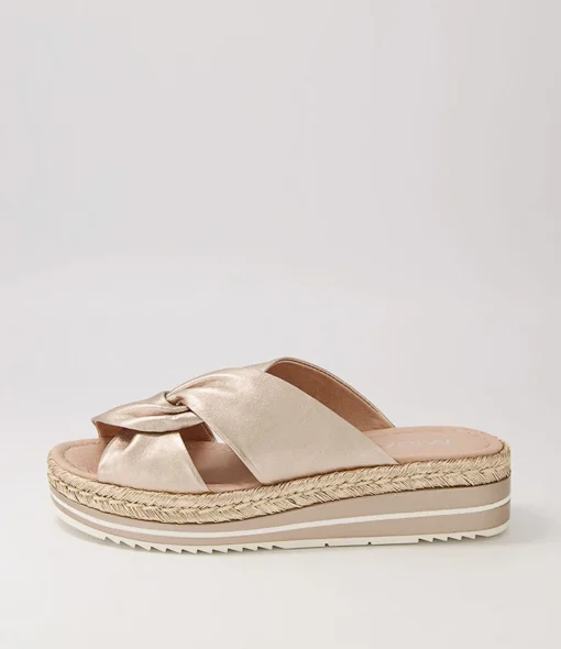 Best Sale Action Platino Rope Leather Slides Women Sandals