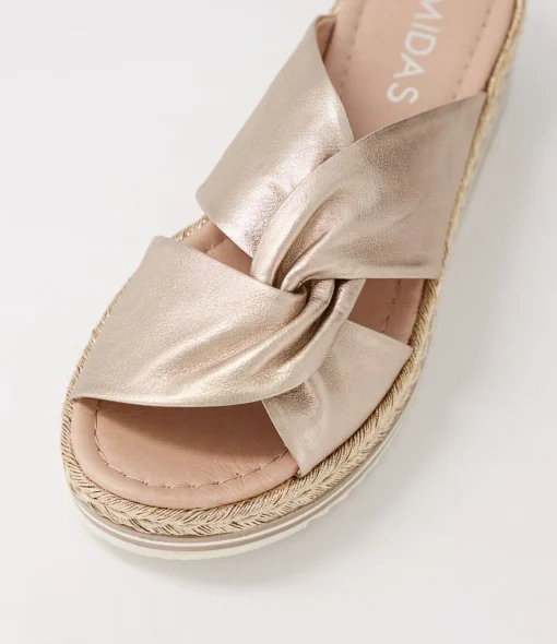 Best Sale Action Platino Rope Leather Slides Women Sandals