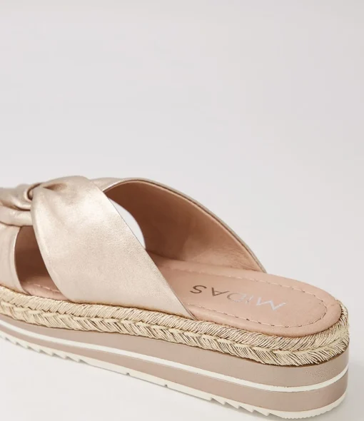 Best Sale Action Platino Rope Leather Slides Women Sandals