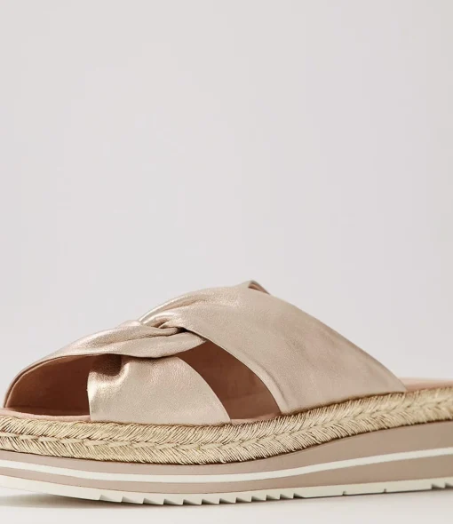Best Sale Action Platino Rope Leather Slides Women Sandals