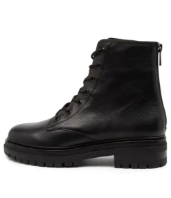 Store Albus Black Leather Women Ankle Boots