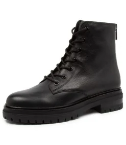 Store Albus Black Leather Women Ankle Boots
