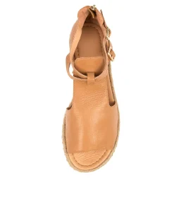 Cheap Alexus Dk Tan Leather Women Flats
