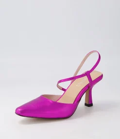 Sale Alindar Fuchsia Metallic Leather Pump Heels Women Heels