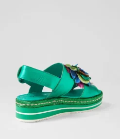 New Amaro Emerald Metallic Multi Leather Sandals Women Sandals