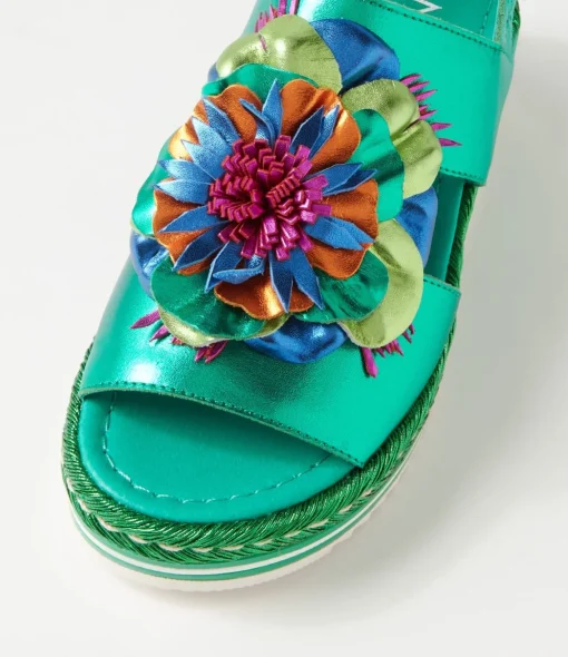 New Amaro Emerald Metallic Multi Leather Sandals Women Sandals