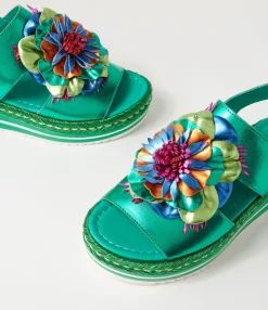 New Amaro Emerald Metallic Multi Leather Sandals Women Sandals