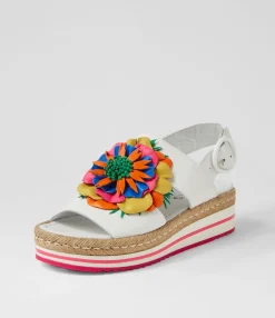 Clearance Amaro White Bright Multi Leather Sandals Women Sandals