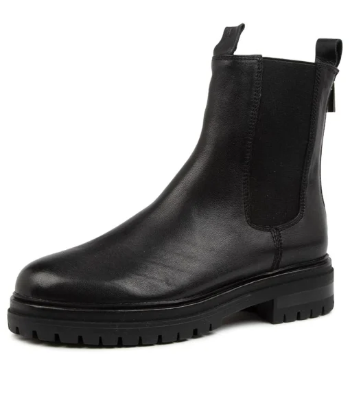Cheap Apparent Black Leather Women Ankle Boots
