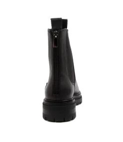 Cheap Apparent Black Leather Women Ankle Boots