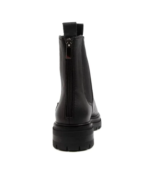 Cheap Apparent Black Leather Women Ankle Boots