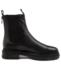 Cheap Apparent Black Leather Women Ankle Boots