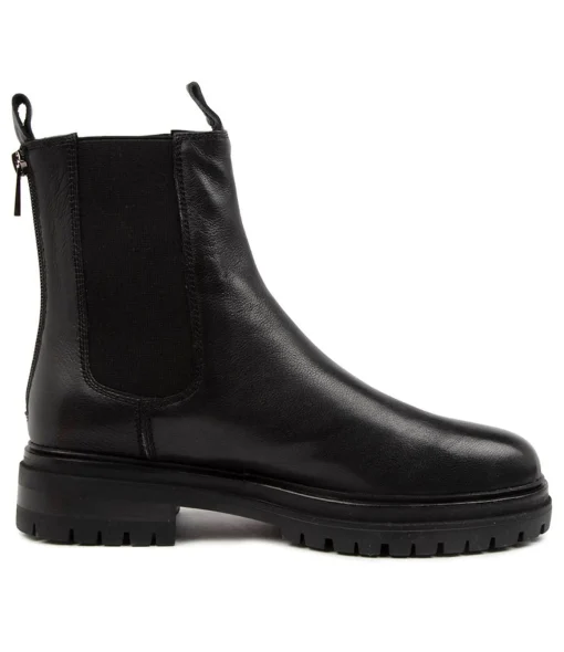 Cheap Apparent Black Leather Women Ankle Boots