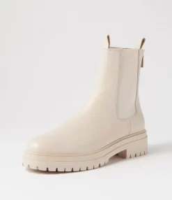 Cheap Apparent Cream Leather Chelsea Boots Women Ankle Boots