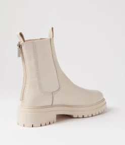 Cheap Apparent Cream Leather Chelsea Boots Women Ankle Boots