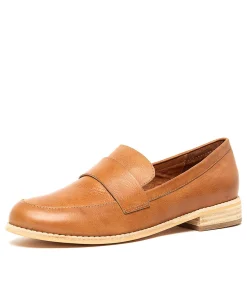 Online Aqueen Tan Leather Women Loafers