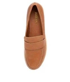 Online Aqueen Tan Leather Women Loafers