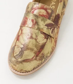 Outlet Aqueen Vintage Metal Floral Leather Loafers Women Loafers
