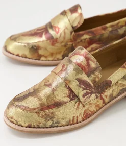 Outlet Aqueen Vintage Metal Floral Leather Loafers Women Loafers