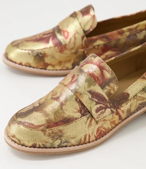 Outlet Aqueen Vintage Metal Floral Leather Loafers Women Loafers