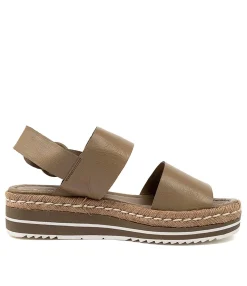 Cheap Athens Khaki Leather Women Espadrilles