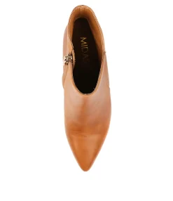 Fashion Bambina Tan Leather Women Ankle Boots