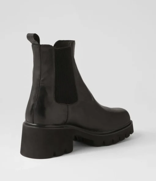 Fashion Barraks Black Leather Elastic Chelsea Boots Women Ankle Boots