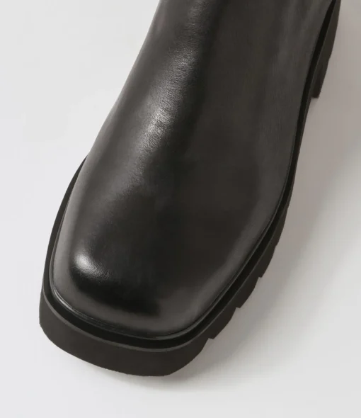 Fashion Barraks Black Leather Elastic Chelsea Boots Women Ankle Boots