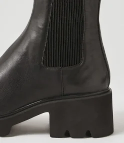 Fashion Barraks Black Leather Elastic Chelsea Boots Women Ankle Boots