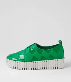 Discount Baxton Emerald White Leather Patent Sneakers Women Sneakers