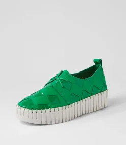 Discount Baxton Emerald White Leather Patent Sneakers Women Sneakers