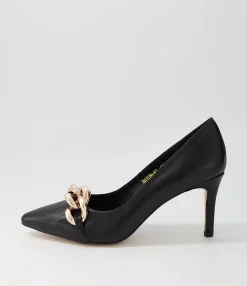 Sale Bayon Black Leather Pump Heels Women Heels