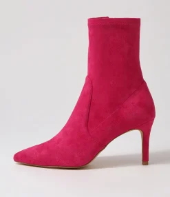 Store Beauty Fuchsia Stretch Microsuede Ankle Boots Women Ankle Boots