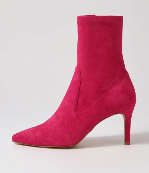 Store Beauty Fuchsia Stretch Microsuede Ankle Boots Women Ankle Boots