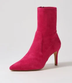Store Beauty Fuchsia Stretch Microsuede Ankle Boots Women Ankle Boots