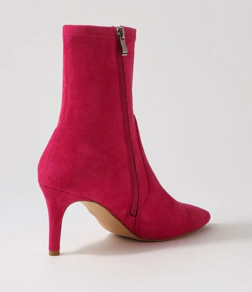 Store Beauty Fuchsia Stretch Microsuede Ankle Boots Women Ankle Boots