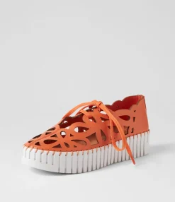 Flash Sale Bellas Bright Orange White Leather Sneakers Women Sneakers