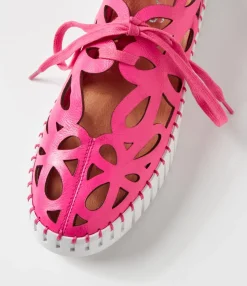 Cheap Bellas Hot Pink White Leather Sneakers Women Sneakers