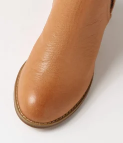 Shop Belle Dark Tan Choc Leather Elastic Chelsea Boots Women Ankle Boots