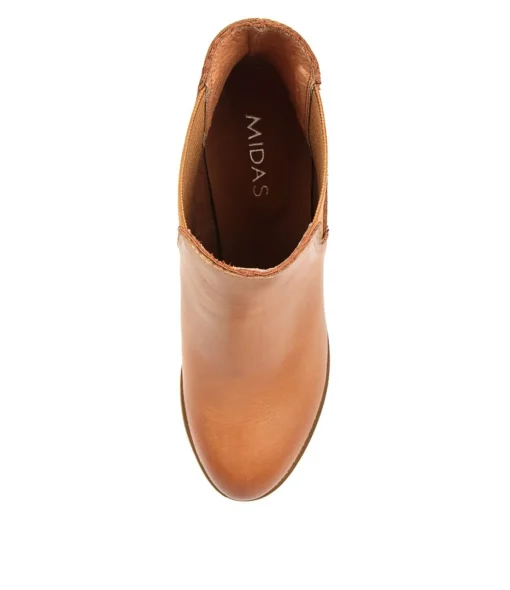 New Belle Dk Tan Leather Women Ankle Boots