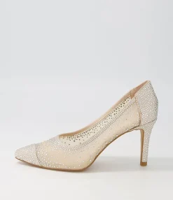 Cheap Benita Nude Shimmer Silver Multi Pump Women Heels