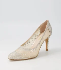 Cheap Benita Nude Shimmer Silver Multi Pump Women Heels
