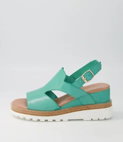 Cheap Benna Light Emerald Leather Sandals Ws Women Wedges