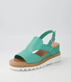 Cheap Benna Light Emerald Leather Sandals Ws Women Wedges