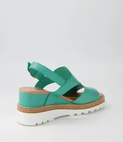 Cheap Benna Light Emerald Leather Sandals Ws Women Wedges