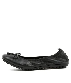 Cheap Berlin Black Leather Women Flats