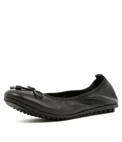 Cheap Berlin Black Leather Women Flats