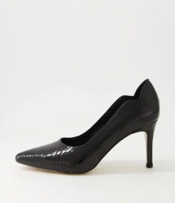 Hot Betha Black Mirror Leather Heels Women Heels